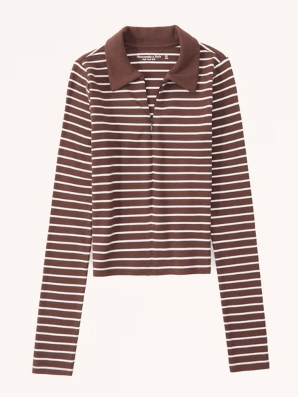 Abercrombie & Fitch Brown and White Striped Long Sleeve